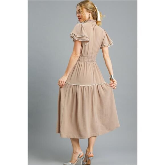 NWT Umgee Tiered Flutter Sleeve Midi Dress - Picture 2 of 3